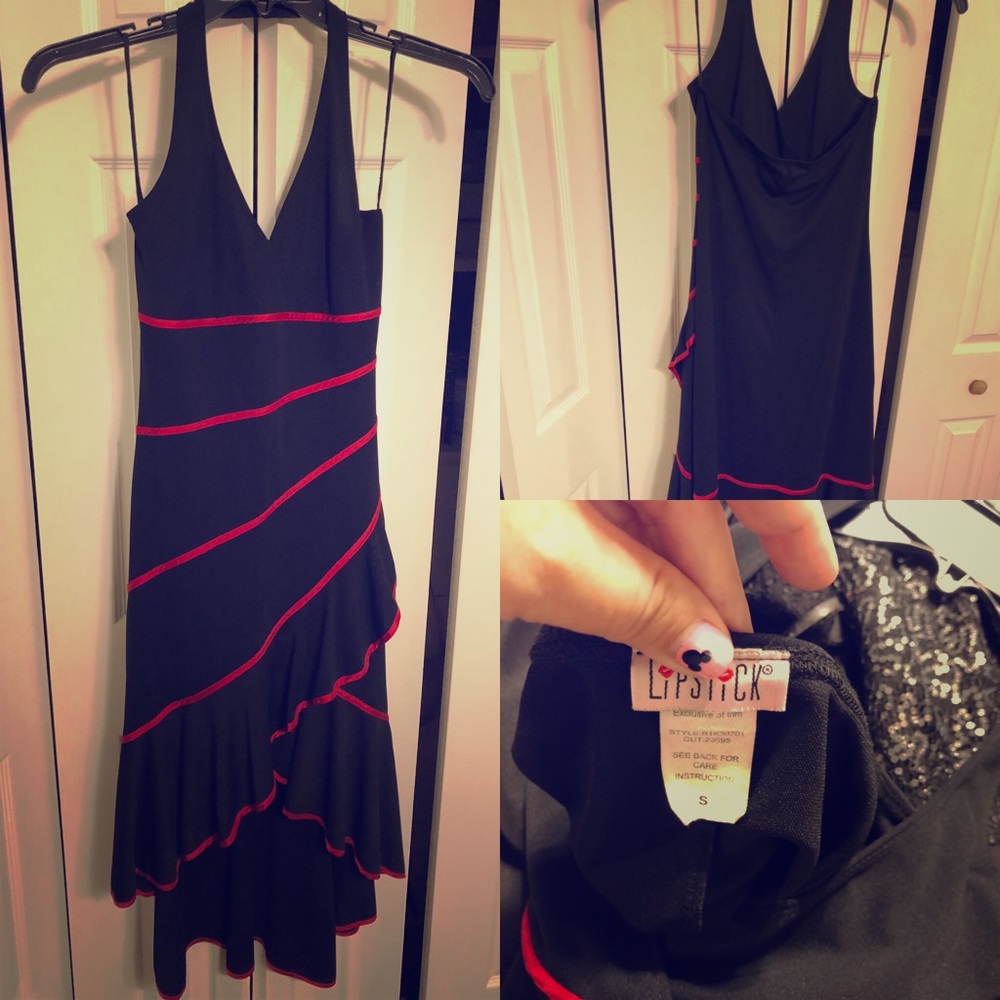 Black dress with red trim